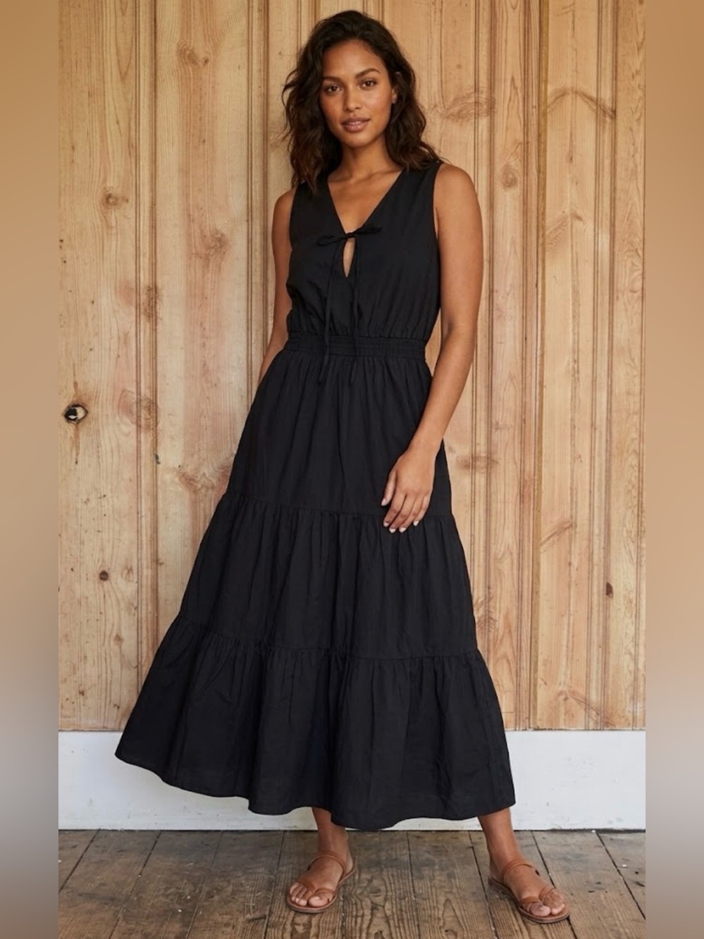 Steve Madden Black Sleeveless Tiered Maxi Dress size M